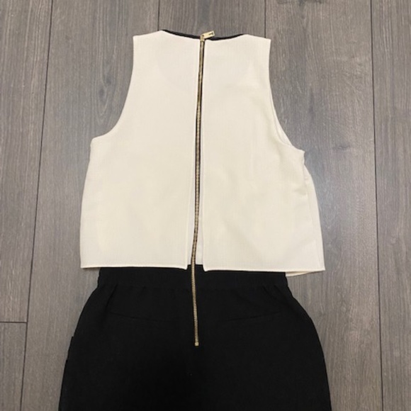 TED BAKER LONDON Heidey White Black Draped Textured Sleeveless Jumpsuit Size 0 - Picture 9 of 12